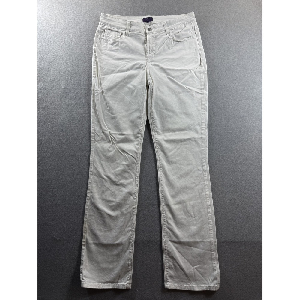 NYDJ Jeans Womens 8 White Straight Mid Rise Stretch Denim 33x32 Regular
